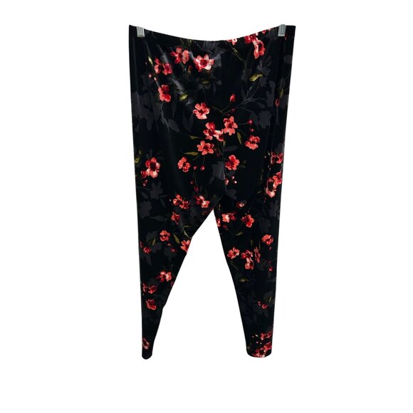 The Pyramid Collection Floral Velvet Leggings Black Multi Sz XL Boho Whimsigoth - Picture 2 of 8